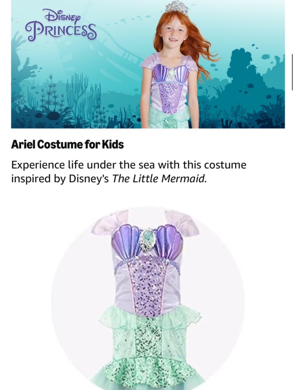 💜💚NWT DISNEY LITTLE PRINCESS LITTLE MERMAID COSTUME SIZE 5T - Picture 3 of 15